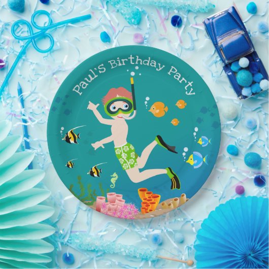 Snorkelen met tropische vis jongen verjaardagsfees papieren bordje (Feest)