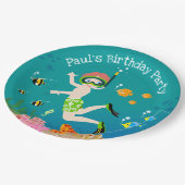 Snorkelen met tropische vis jongen verjaardagsfees papieren bordje (Gekanteld)