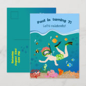 Snorkelen met tropische vis jongen verjaardagsfees uitnodiging briefkaart (Voorkant / Achterkant)