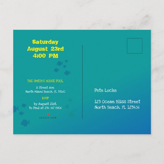 Snorkelen met tropische vis jongen verjaardagsfees uitnodiging briefkaart (Achterkant)