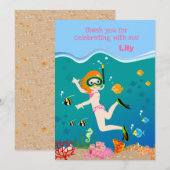 Snorkelen met tropische vis meisje Verjaardagsfees Bedankkaart (Voorkant / Achterkant)