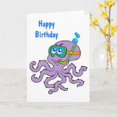 Snorkelen Octopus Verjaardag Kaart (Gele Bloem)