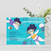 Snorkelen Tweeling Meisjes Uitnodiging (Staand voorkant)