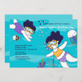 Snorkelen Tweeling Meisjes Uitnodiging (Voorkant / Achterkant)