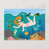 Snorkelend meisje onder het zee briefkaart (Voorkant)