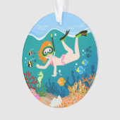 Snorkelend meisje onder het zee ornament (voorkant)