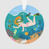 Snorkelend meisje onder het zee ornament (voorkant)