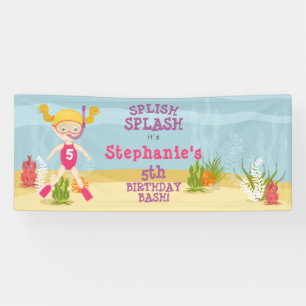 Snorkelend Meisje Strandfeest Spandoek