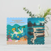 Snorkelende jongen onder het zee kaart (Staand voorkant)