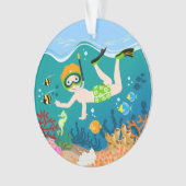 Snorkelende jongen onder het zee ornament (voorkant)