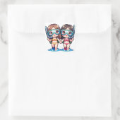 Snorkelende meisjes vierkante sticker (Tas)