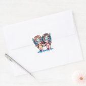 Snorkelende meisjes vierkante sticker (Envelop)