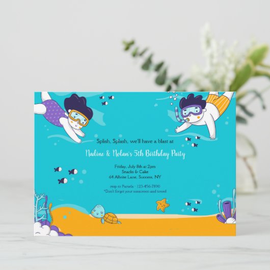 Snorkelende Tweeling Kaart (Staand voorkant)