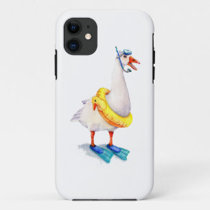 Snorkelende witte gans iPhone 11 hoesje
