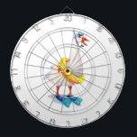 Snorkelende witte gans dartbord<br><div class="desc">Waterverf schilderij van White Goose in flippers met zwembril en snorkelmasker.</div>