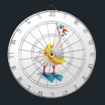 Snorkelende witte gans dartbord<br><div class="desc">Waterverf schilderij van White Goose in flippers met zwembril en snorkelmasker.</div>