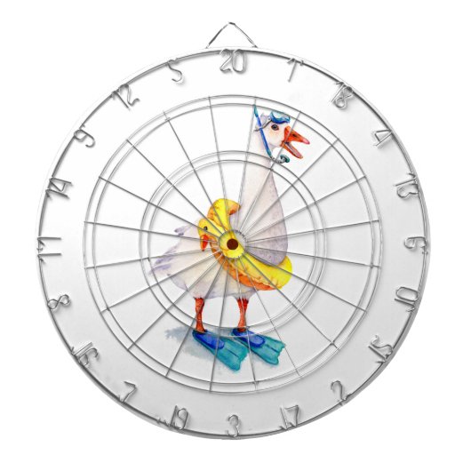 Snorkelende witte gans dartbord (Voorkant)