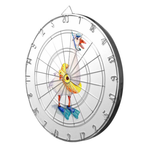 Snorkelende witte gans dartbord (Voorkant Rechts)