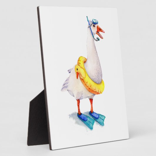 Snorkelende witte gans fotoplaat (Zijkant)