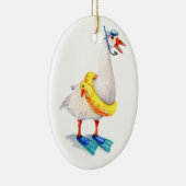 Snorkelende witte gans keramisch ornament (Rechts)