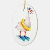 Snorkelende witte gans keramisch ornament (Links)