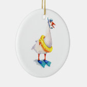 Snorkelende witte gans keramisch ornament (Rechts)