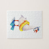 Snorkelende witte gans legpuzzel (Horizontaal)