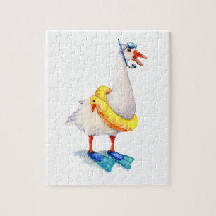 Snorkelende witte gans legpuzzel