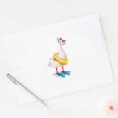 Snorkelende witte gans ovale sticker (Envelop)