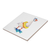 Snorkelende witte gans tegeltje (Zijkant)