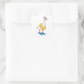 Snorkelende witte gans vierkante sticker (Tas)