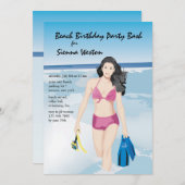 Snorkeler Meisje Uitnodiging (Voorkant / Achterkant)