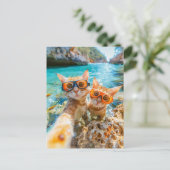 Snorkeling Cats in the Mediterranean Sea Feestdagenkaart (Staand voorkant)