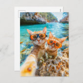 Snorkeling Cats in the Mediterranean Sea Feestdagenkaart (Voorkant / Achterkant)