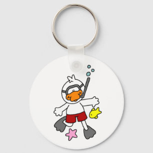 Snorkeling Duck in Beach Sleutelhanger