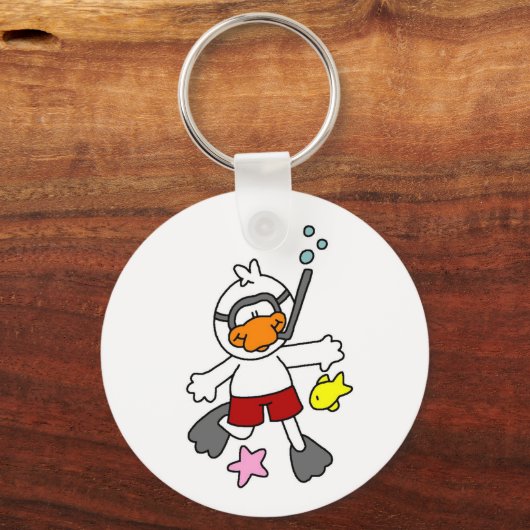 Snorkeling Duck in Beach Sleutelhanger (Voorkant)