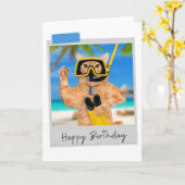Snorkeling Ginger Cat Funny Birthday Card Kaart (Gele Bloem)