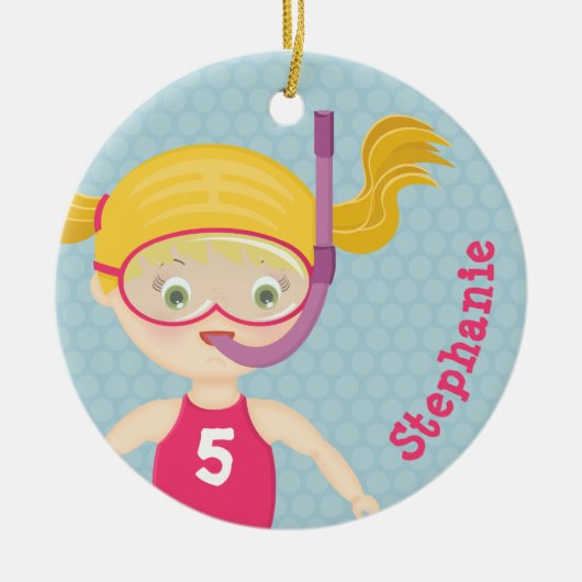 Snorkeling Girl Beach Party Keramisch Ornament (Voorkant)