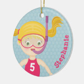 Snorkeling Girl Beach Party Keramisch Ornament (Links)