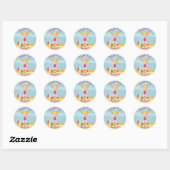 Snorkeling Girl Beach Party Ronde Sticker (Vel)