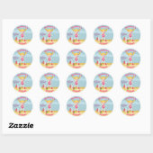 Snorkeling Girl Beach Party Ronde Sticker (Vel)