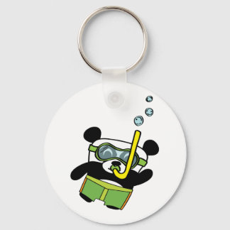 Snorkeling Panda met Goggles en Swimsuit Sleutelhanger
