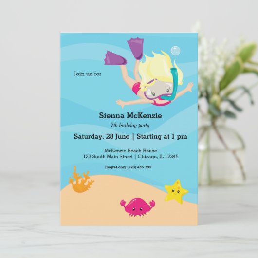 Snorkeling party kaart (Staand voorkant)