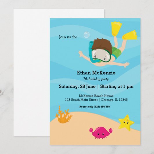 Snorkeling party kaart (Voorkant / Achterkant)