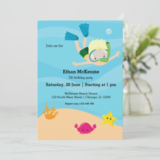 Snorkeling party kaart (Staand voorkant)