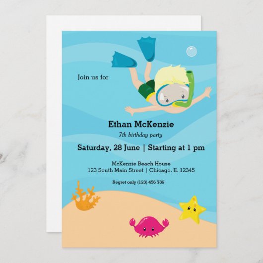 Snorkeling party kaart (Voorkant / Achterkant)