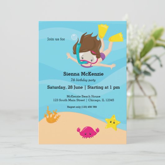 Snorkeling party kaart (Staand voorkant)