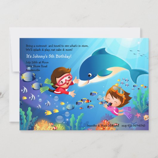 Snorkeling Tots Birthday Party Invitation Kaart (Voorkant)