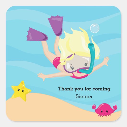 Snorkeling Vierkante Sticker (Voorkant)