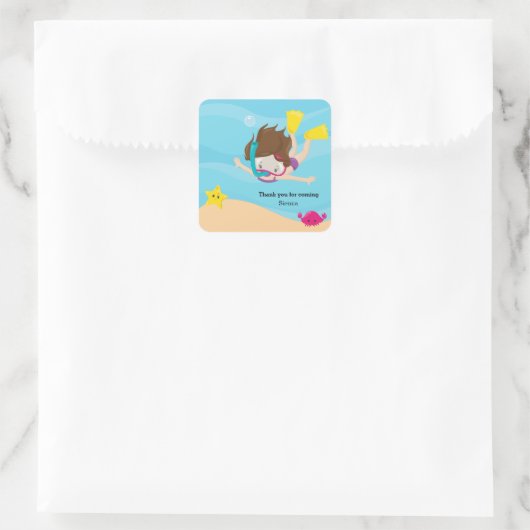 Snorkeling Vierkante Sticker (Tas)
